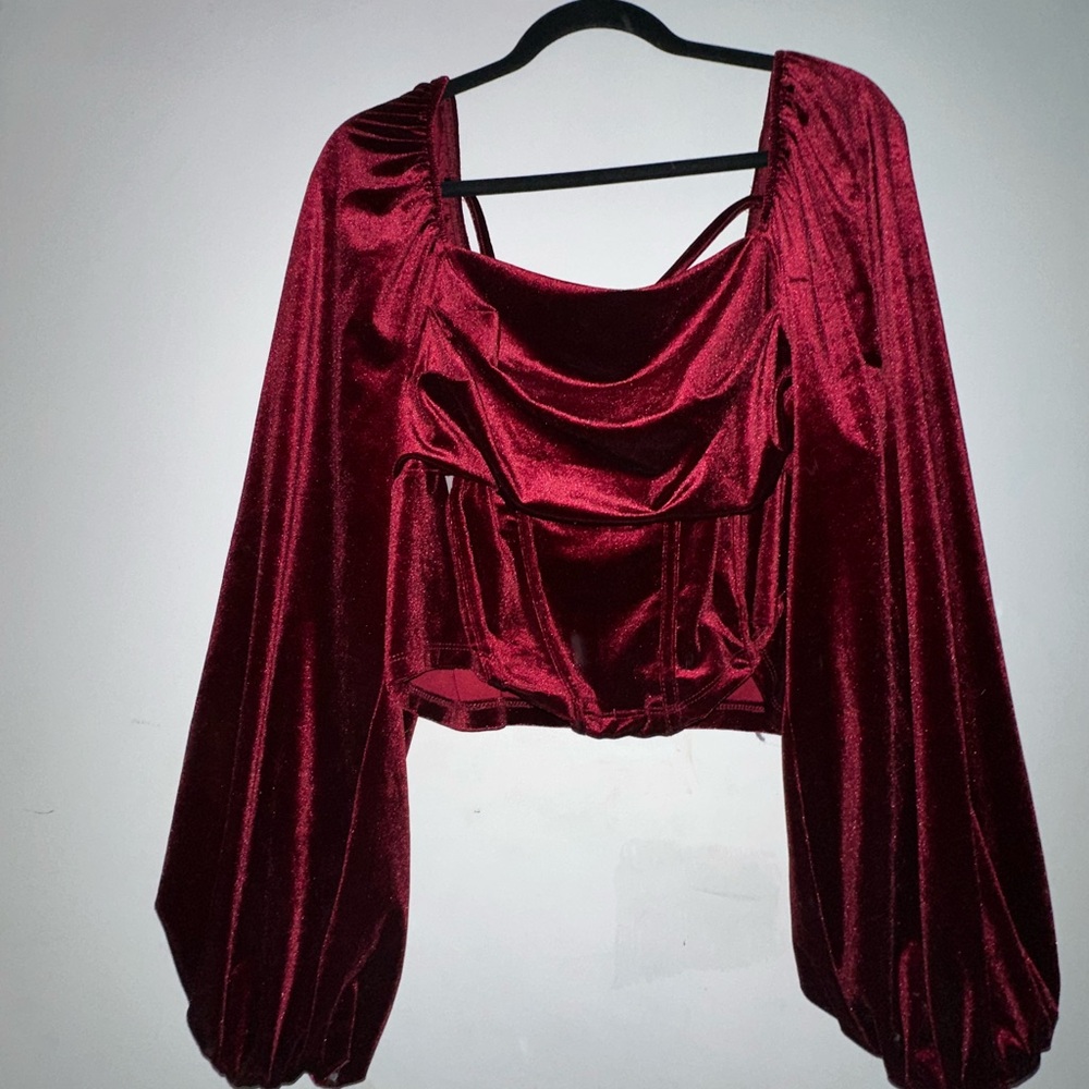 Elegant Burgundy Velvet Women's Top